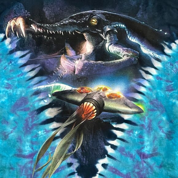 Vintage 90s Star Wars Phantom Menace Liquid Blue AOP All Over Print Promo Men L - Picture 2 of 6